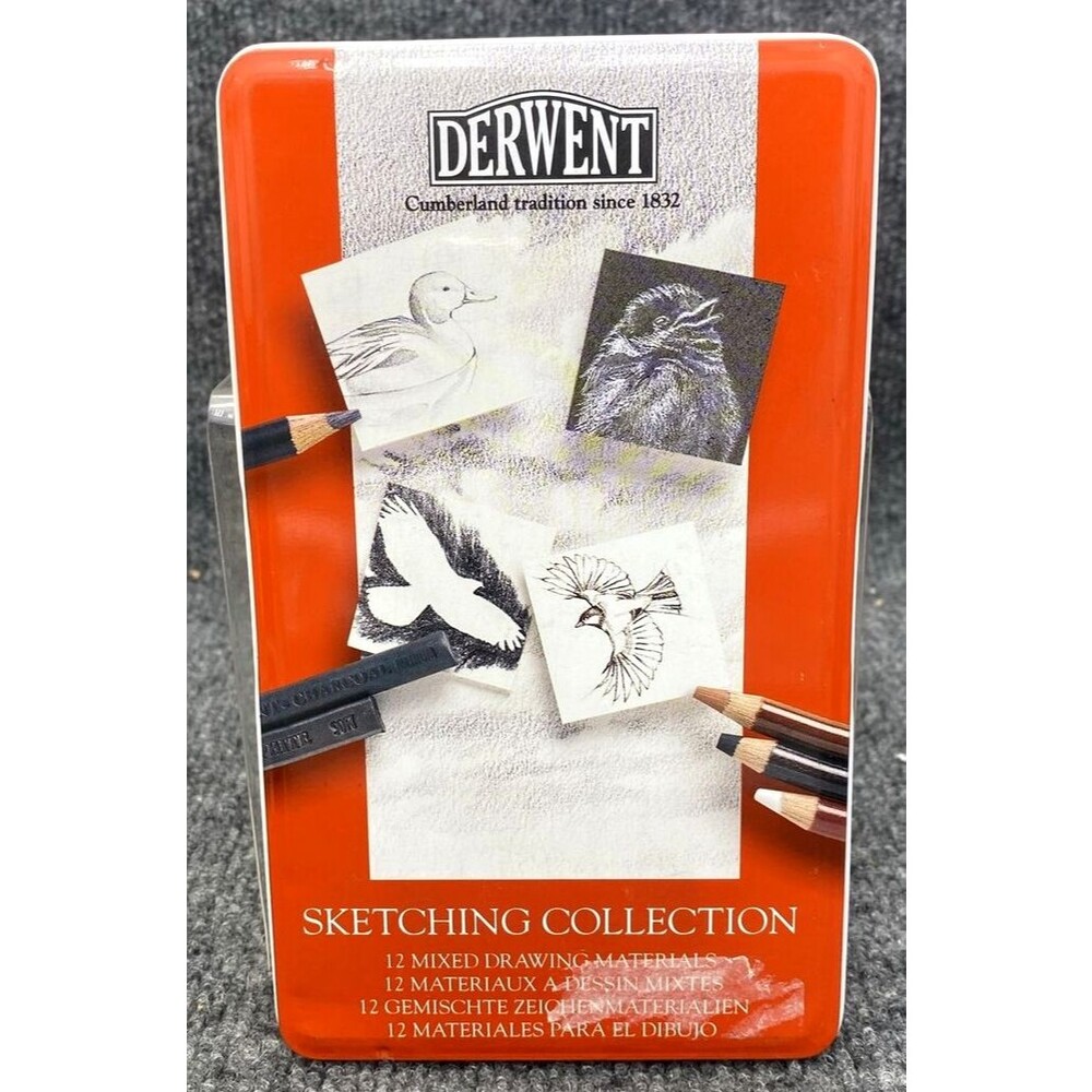 Derwent Sketching Collection 12 Mixed Drawing Materials Pencil Charcoal Set Tin